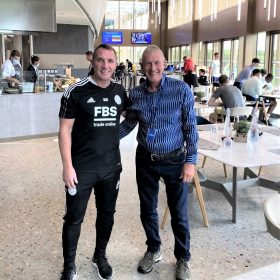 Michael Gleeson and Leicester City FC’s Brendan Rodgers ahead of book release